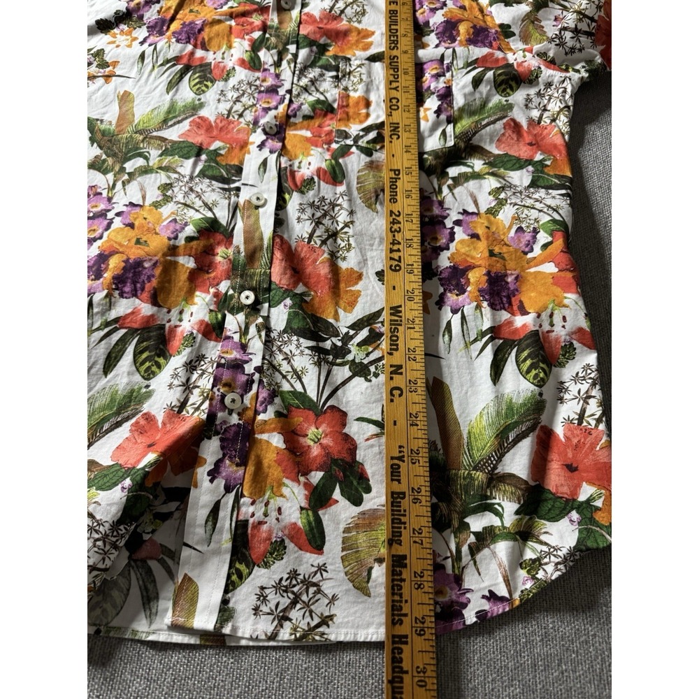 Alan Flusser Men's Large Floral Short Sleeve Button Up Shirt Tropical, Colorful - Picture 9 of 11